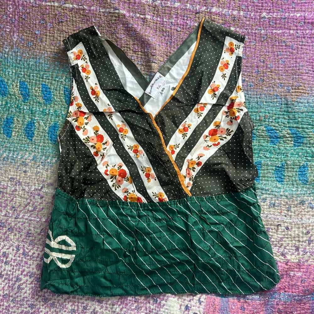 Handmade vintage silk tank top sleeveless blouse size xs